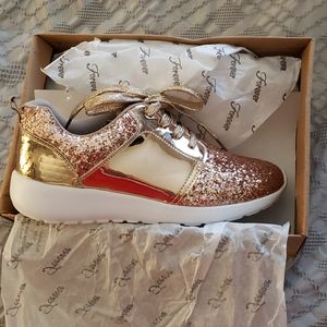 Rose gold sparkle tennis shoes